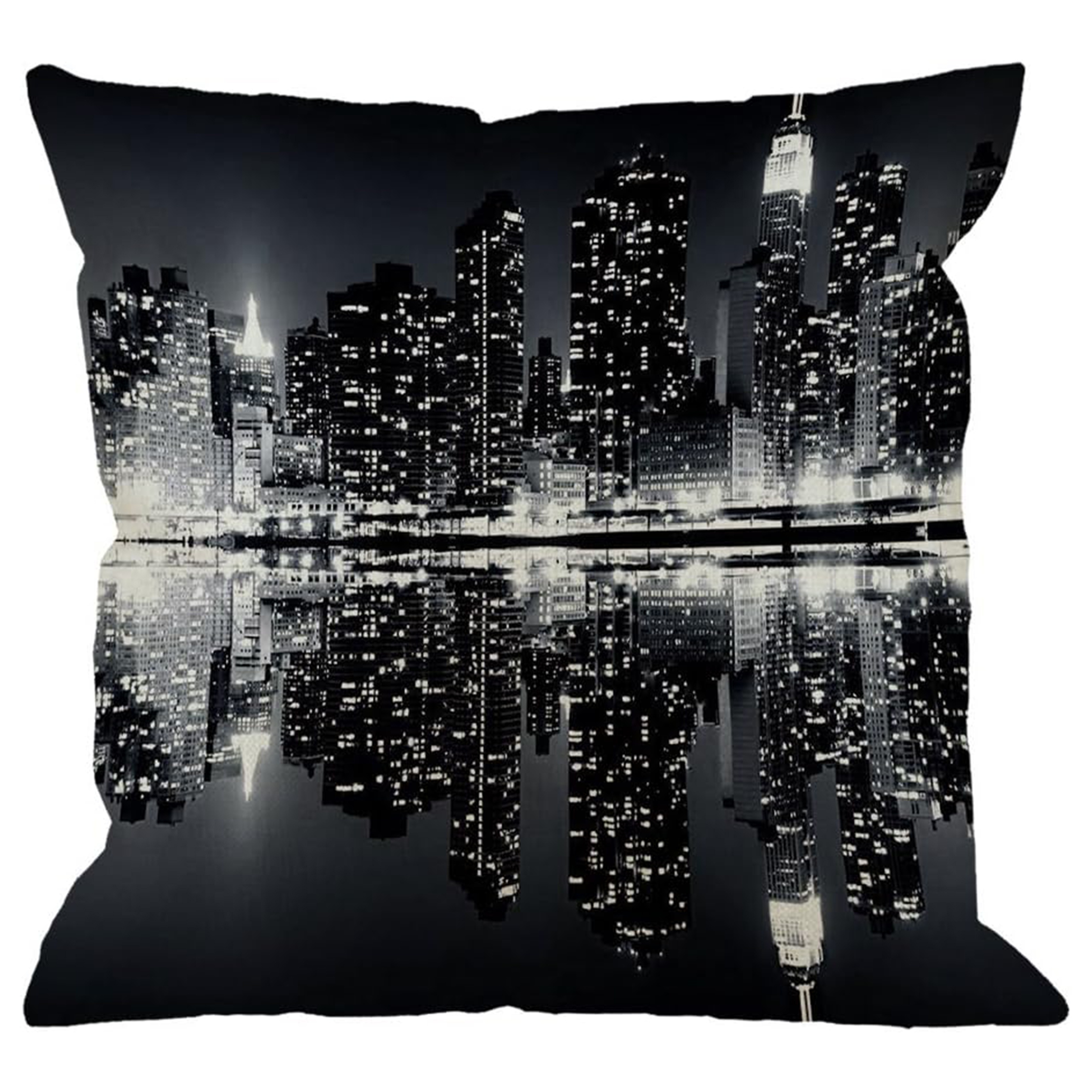 

1pc New Night Throw Pillow Cover - 100% Polyester, Black & White Design, Zippered Case For Sofa & Couch, Machine Washable, No Insert Included, Throw Pillows For Couch