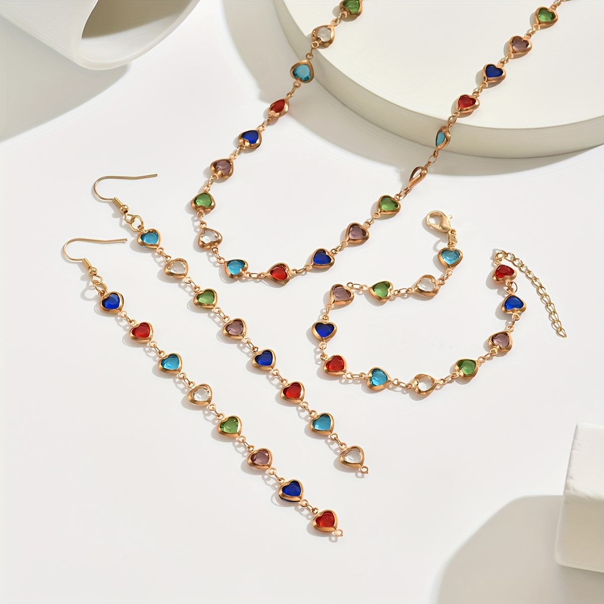 Heart-Shaped Candy Colored Beads Jewelry Set