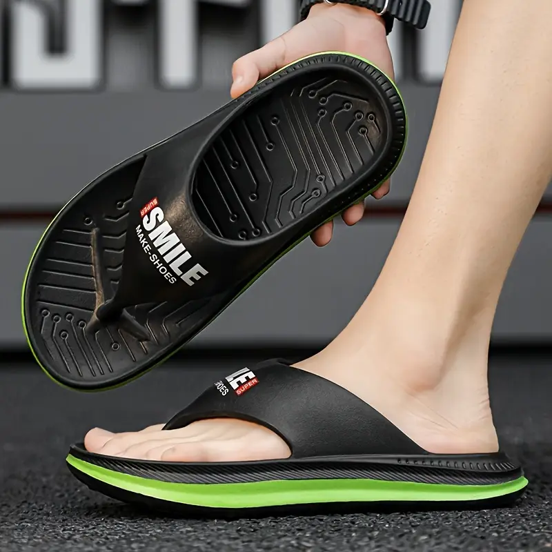 mens letter pattern flip flops non slip open toe outdoor walking beach seaside party details 5