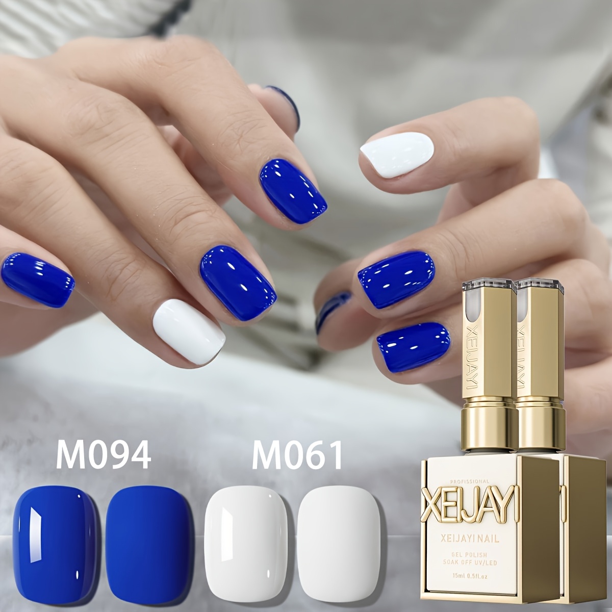 Image of Nail Polish Set 2 Colors 15ml Blue Nail Gel Soak Led Gel Salon Women's Nail Art Tools Fashion Holographic Nail Art