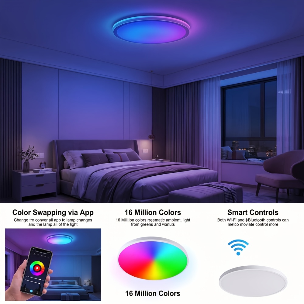 24W Smart Ceiling Light with BT & WiFi Control