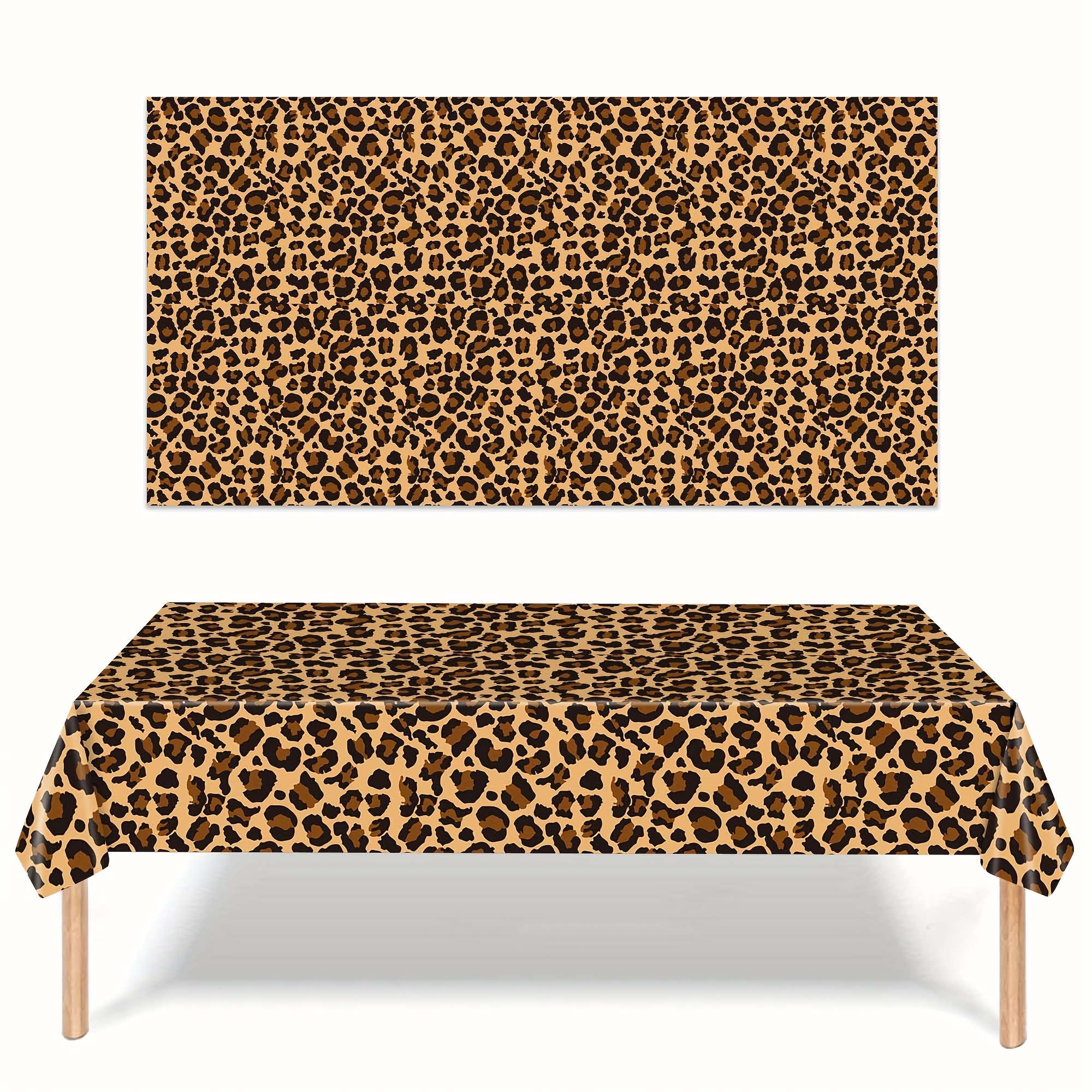 TEMU Halloween, Christmas, 1pc Leopard Print Party Tablecloth 54x108 Inches - Durable Plastic Jungle Animal Theme For Weddings & Birthdays | Festive