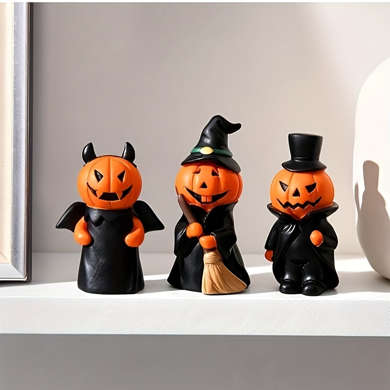 

[3pcs Halloween Pumpkin Resin Ornaments] And Halloween Pumpkin Shapes Resin Material, Which Is And . Essential For Festival Parties And A To Home Decoration.