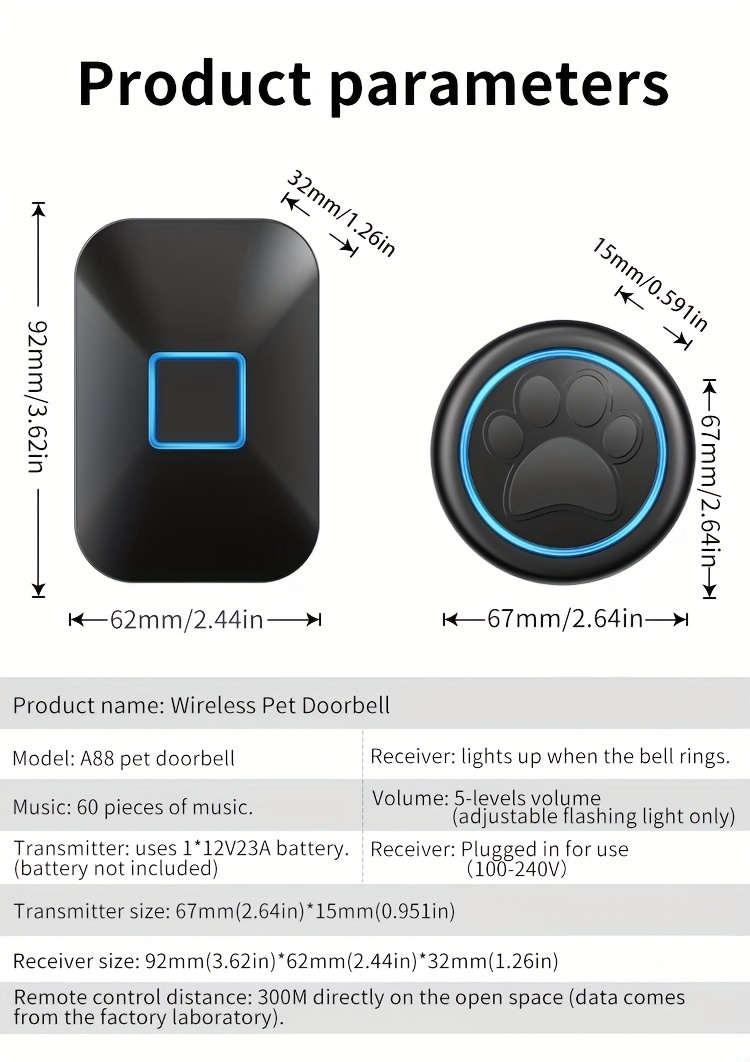 Wireless Dog Door Bell Potty Training Go Outside Light Touch Temu