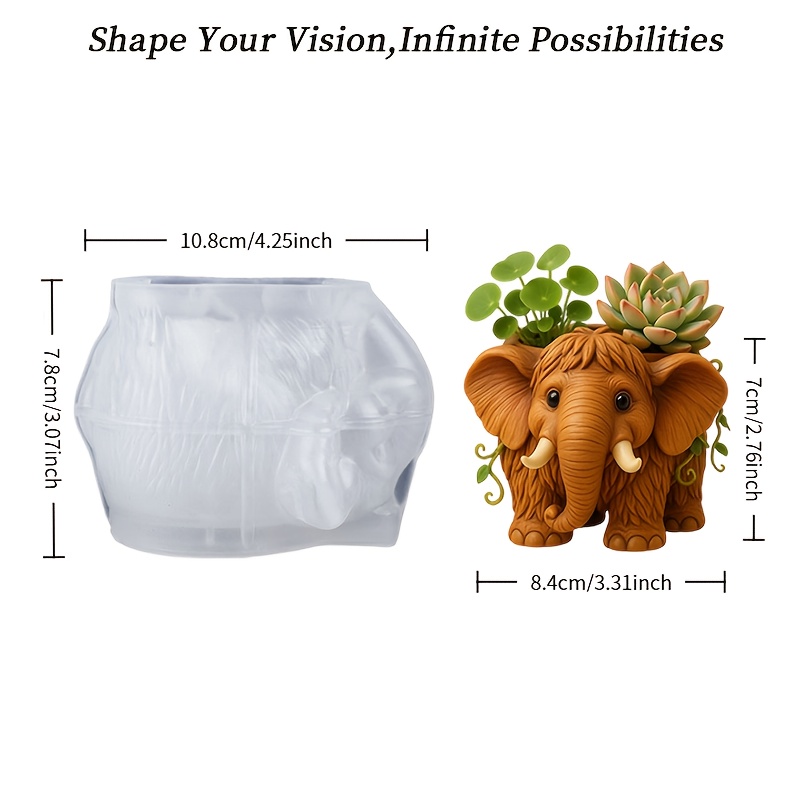 TEMU [resin Casting Molds] Fun Elephant-shaped Container Mold, Carved Ears And , Easy Demolding And Reusable Silicone Mold, Suitable For Making