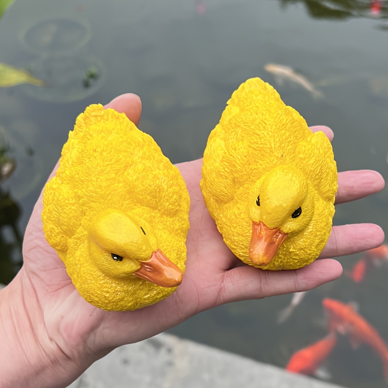 

Charming Duckling Sculpture Floats - 2-piece Set, Elastic Resin Pond Decor, Whimsical Fairy Garden Accessories, Perfect For Outdoor & Easter Decoration