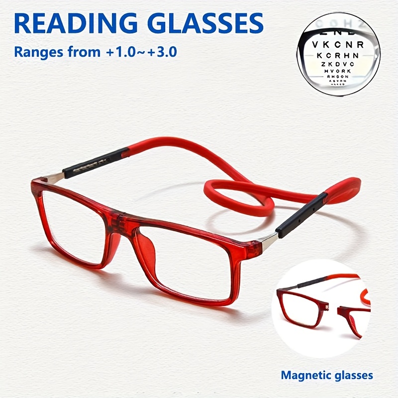 tr90 magnetic folding reading glasses 1 00 to 3 00 strength lightweight   rectangular eyeglasses with magnetic closure hinge unisex for daily use for office glasses no needed Product details 0