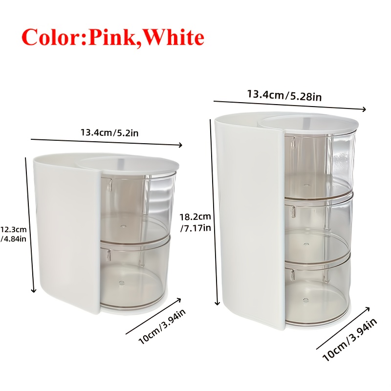 2 3 tier makeup organizer with brush holder dustproof white pink powder     dsktop cushions holder container with brushes case hair clip jewelry storage drawel bin   vanity table bathroom Product details 2