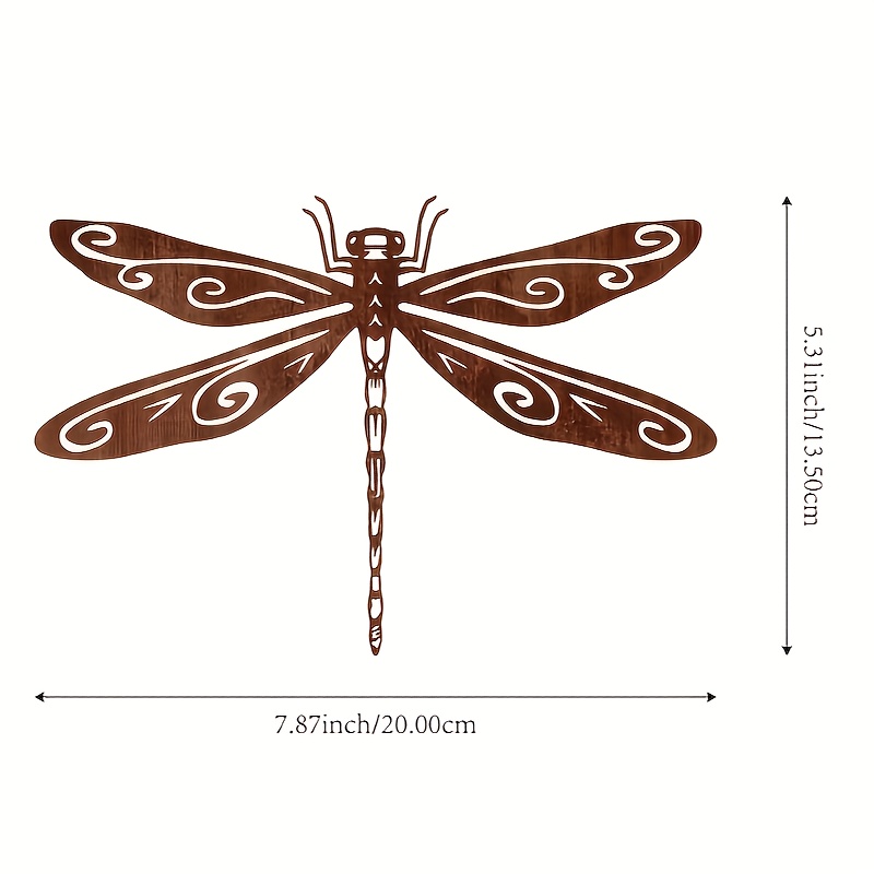 E-shop 【2D Flat】 [2D Flat] . Elegante Metall Rost Libelle Gartenstatue, Art Deco Stil, Exquisites Wirbelmuster, Robuste Bodenmontage - und