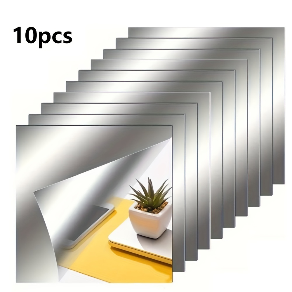 

10 Pack Self-adhesive Acrylic Mirrors: Flexible Plastic Mirror Sheets For Wall Stickers - Frameless Small Rectangular Mirrors For Home Decor