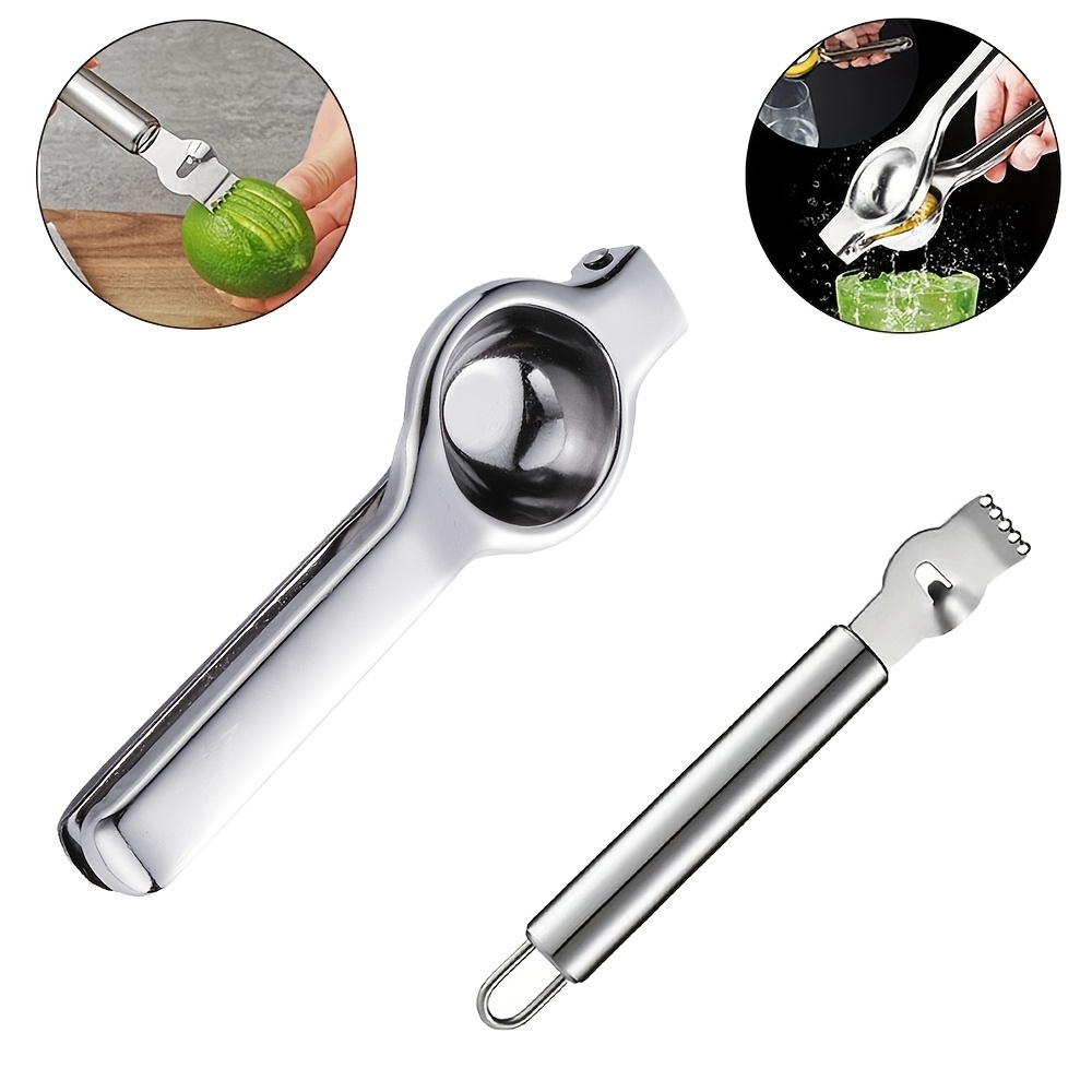 TEMU 2pcs Stainless Steel Lemon Juicer Set (handheld Lemon Squeezer Lemon Grater) - Manual High- Juicer, , Suitable For Fruits, Easy To Clean, Ideal