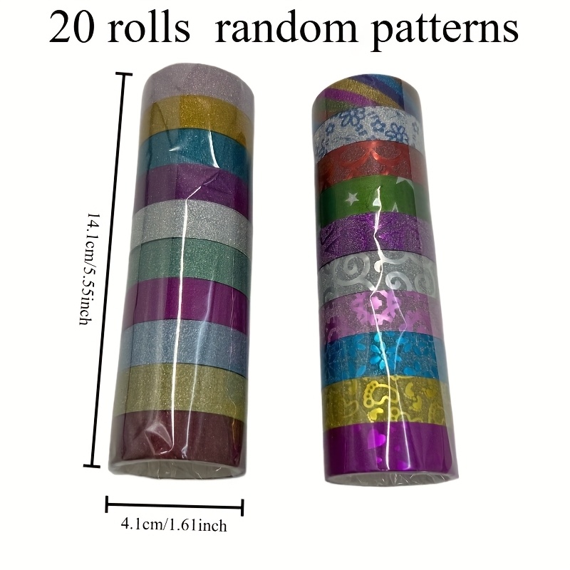 20 Rolls Glitter Stickers, Artistic Shimmering Tapes, High-quality Adhesive Tapes For Gift Wrapping And Crafting