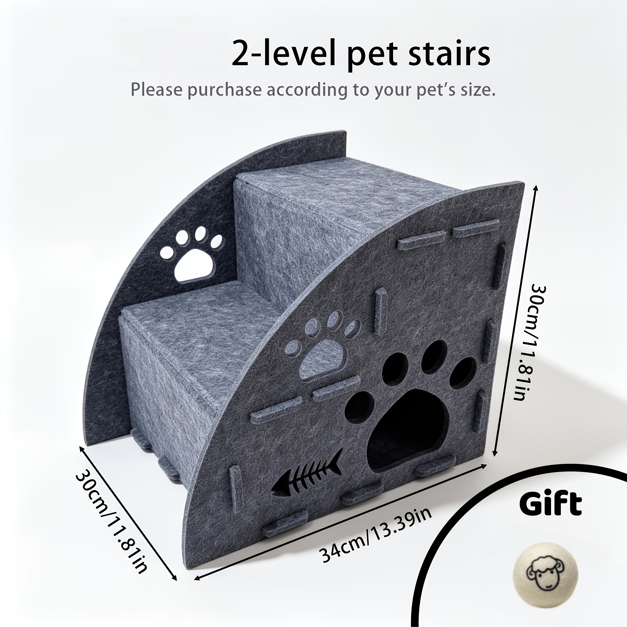 TEMU 3-in-1 Multifunctional Felt Pet Stair Ramp, Gentle Slope Non-slip Cat Steps, For Sofa And Bed Access, 3 Sizes (small/medium/large), Please