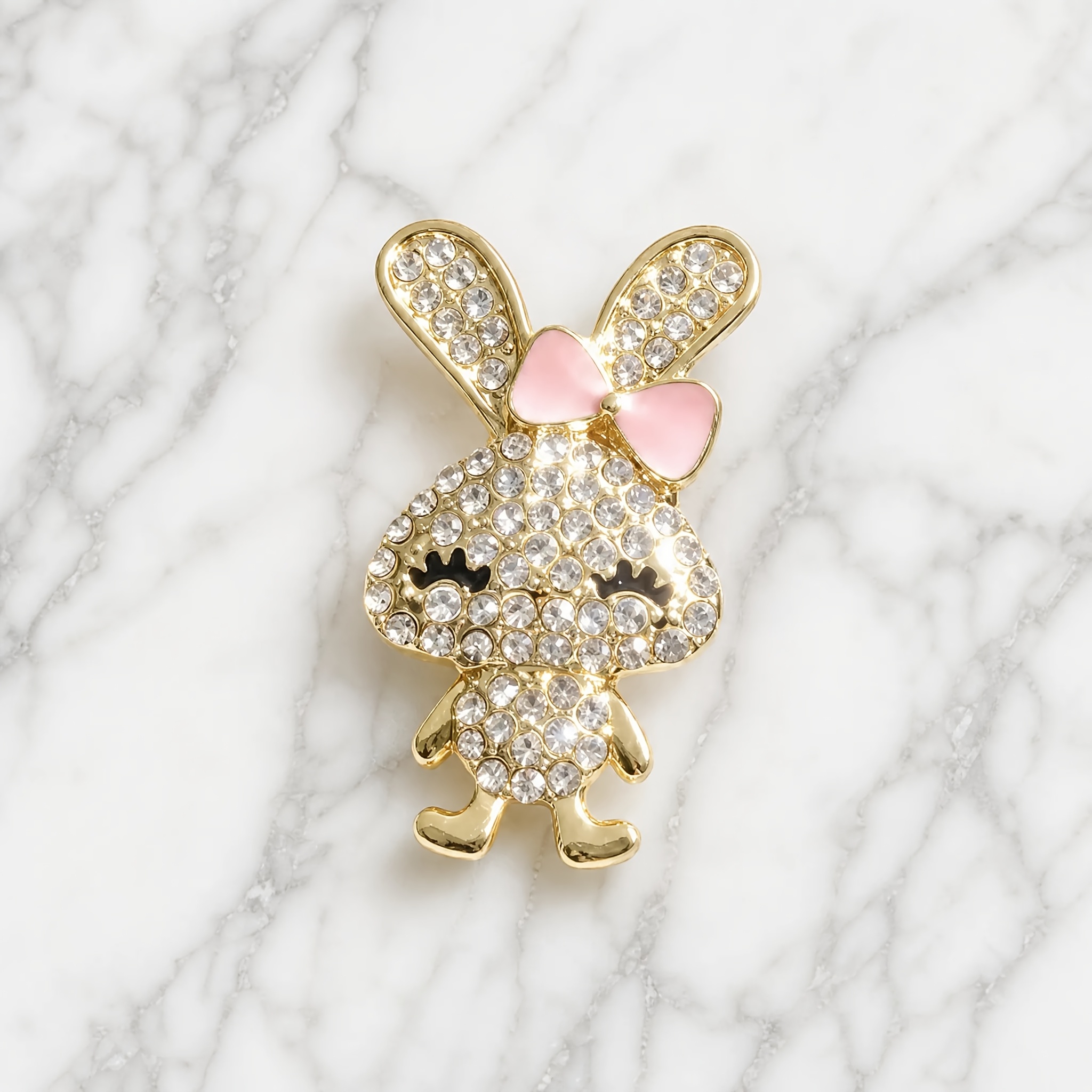 Sparkling Rhinestone Rabbit Brooch Cute Animal Badge With Pink Bow, Luxurious Party And Daily Jewelry Additions, Fashion Gifts And Holiday Additions, Cute Additions, Luxurious Charm, High-quality