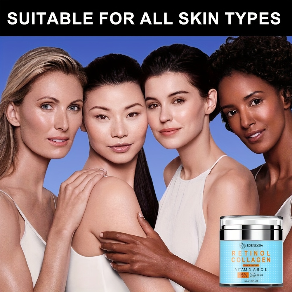 Suitable for All Skin Types Retinol Collagen Cream, Hyaluronic Acid Moisturizing, Vitamin C and E, Plant Squalane