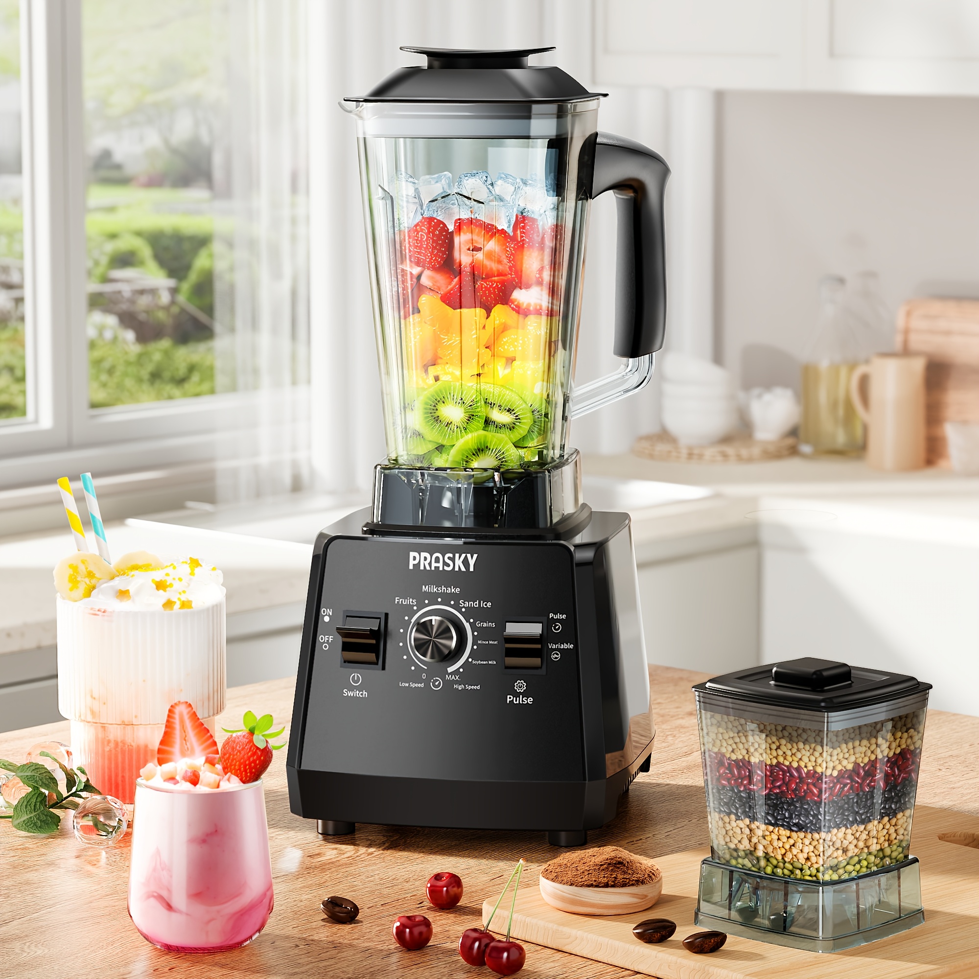 TEMU Blenders For Kitchen, Professional Blender, Smoothies Blenders, Powerful Blender And Grinder Combo 25000rpm 68oz Juice Container And Grinder
