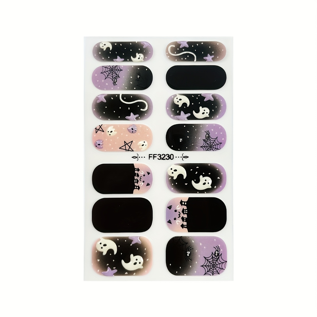 Image of 1 Sheet Halloween Nail Stickers - Complete Set Of Nail Wraps, Halloween 3d Sticky Nail Art Stickers, Holiday Nail Art Stickers, Diy Nail Strips Suitable For Women And S