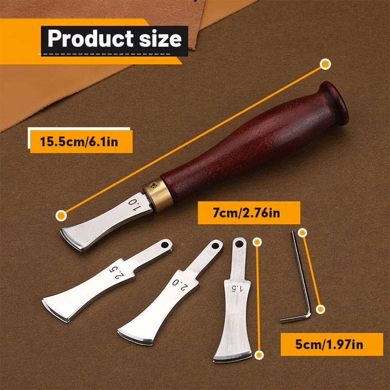 Interchangeable Leather Shallow Slot Edge Linear Edge Tools, Edge Creaser, Leather Crimping Working Tools, Leather Edge Creaser For Leather Sewing And Stitching