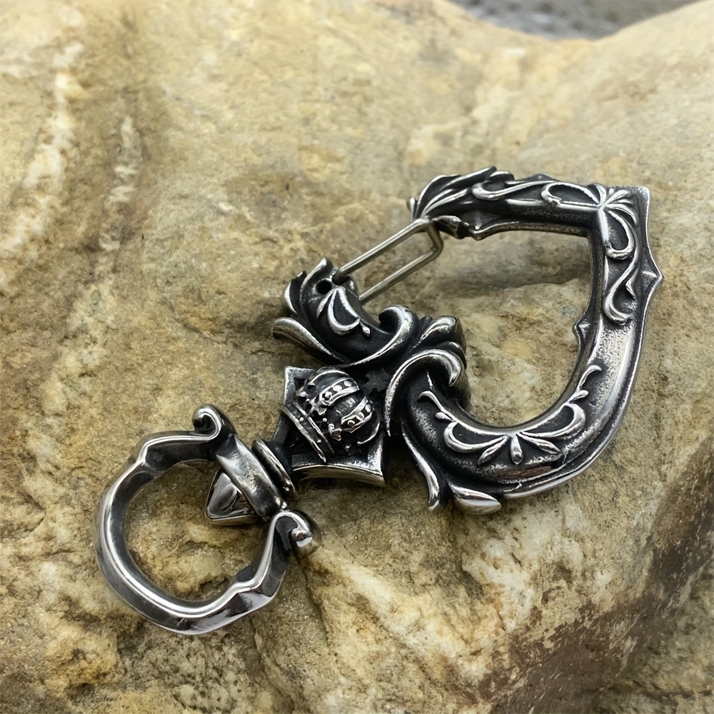 TEMU Fashionable Stainless Steel Men's Heart-shaped Rotating Keychain Accessory