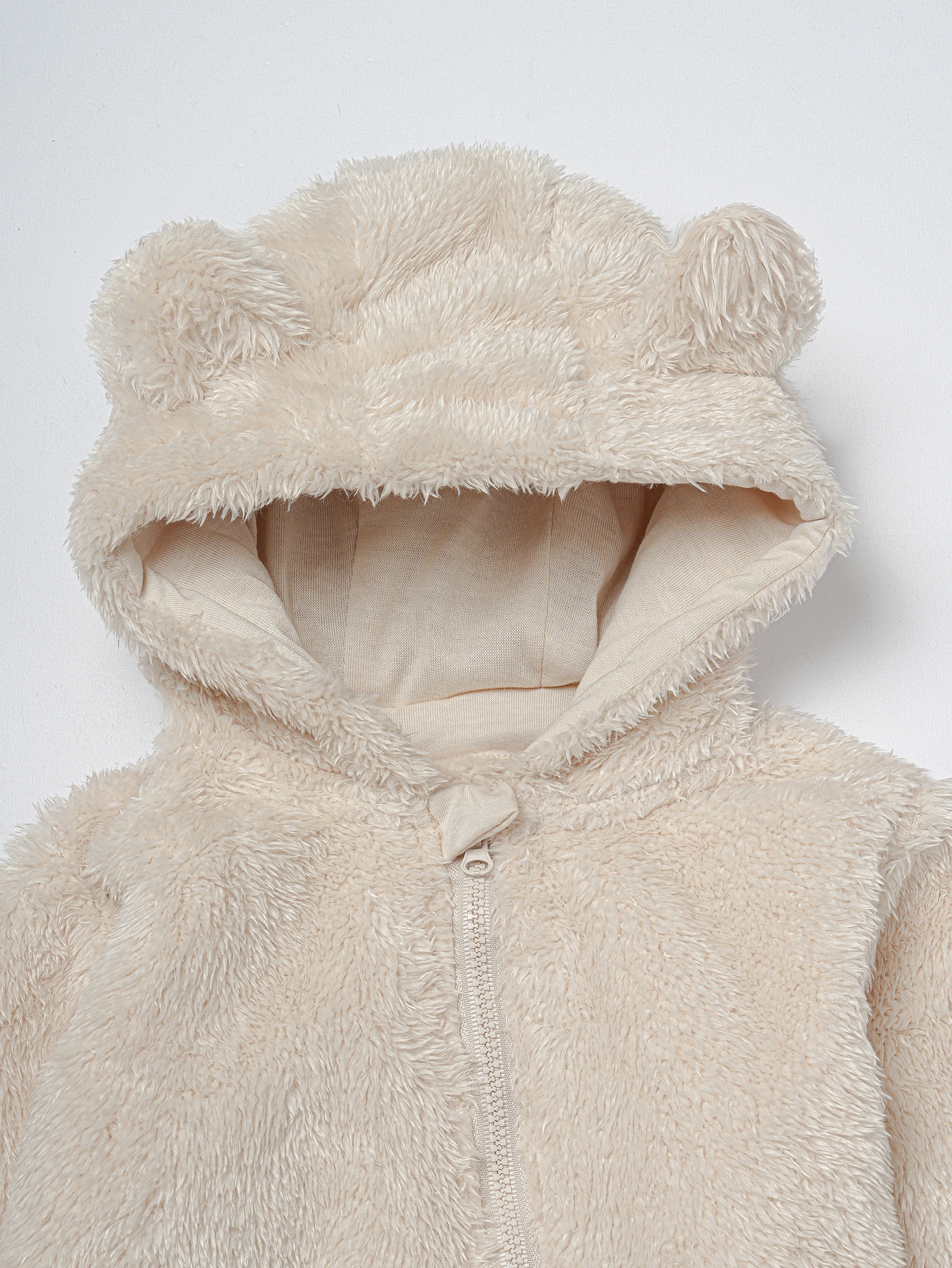 baby fleece hooded onesie bear ears cute knit fabric Temu