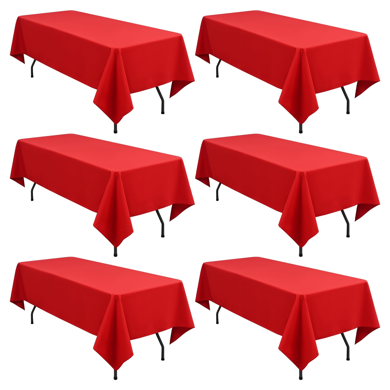 6-pack 153 Cm (60 X 102 Inch) Polyester Tablecloths 153 Cm For 6-foot Rectangular Table Polyester Tablecloths Washable Tablecloths For Wedding Reception, Banquet Party