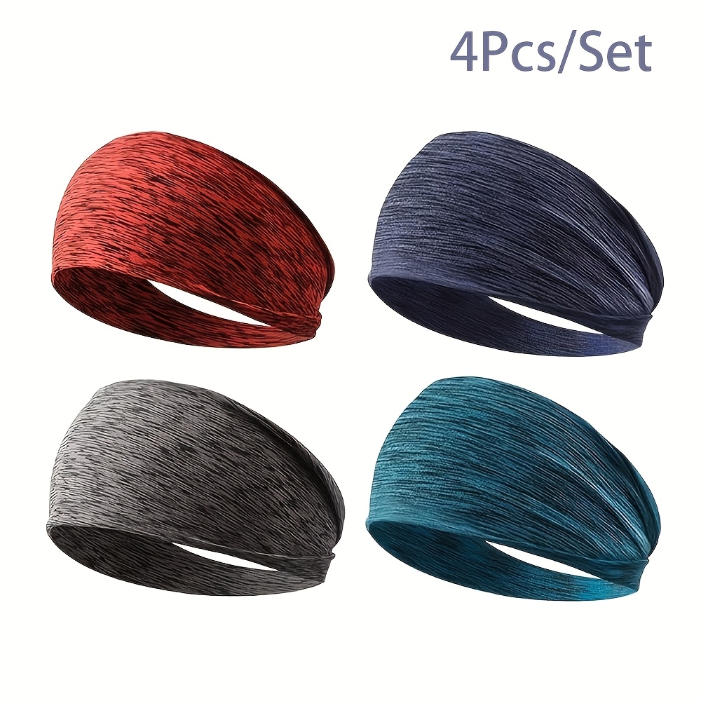 TEMU 4-pack Women's Moisture-wicking Headbands - Non-slip Sports Headscarf, Suitable For Exercise, Fitness, Yoga, Running, Athletic Headband