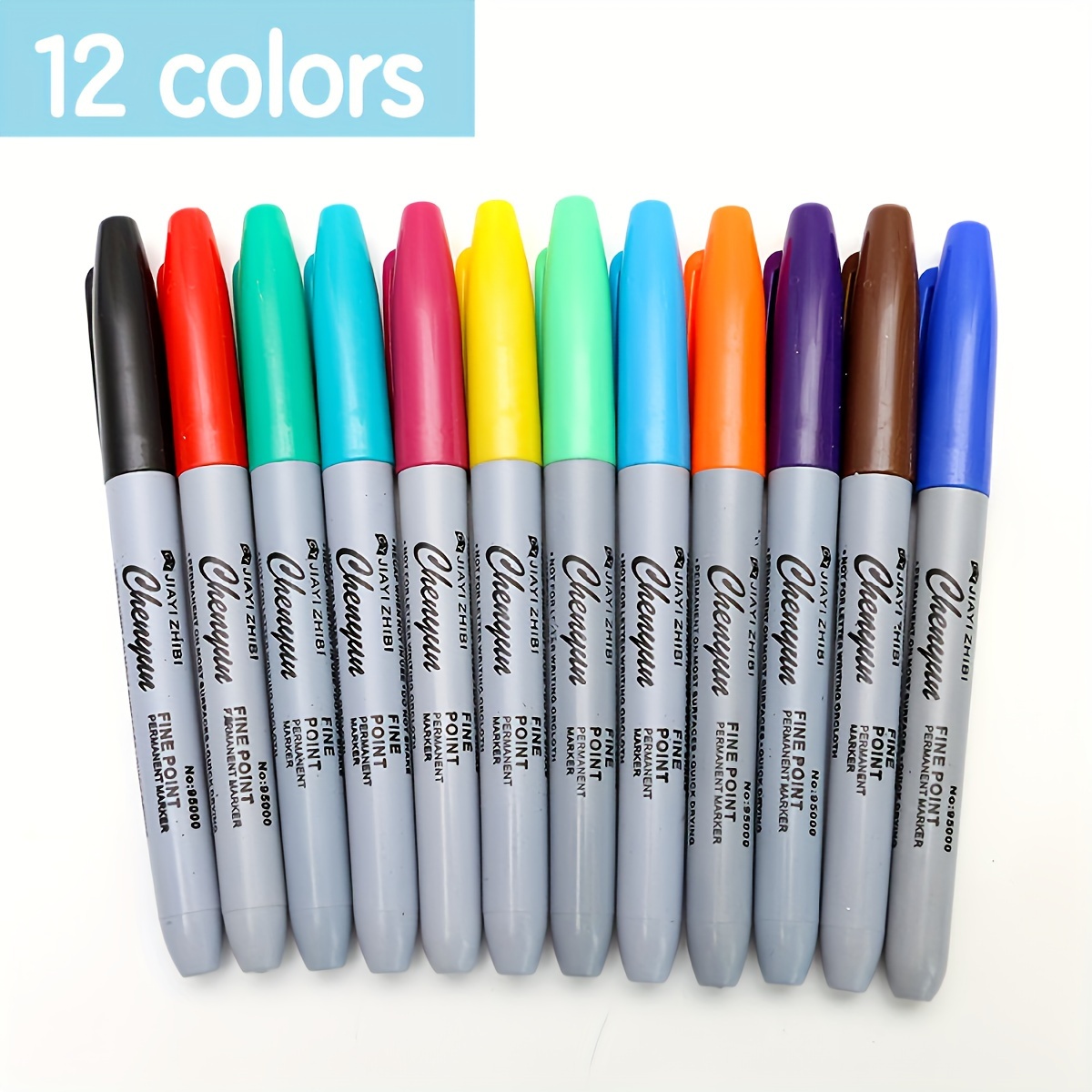 

12- Markers Set, Non-toxic Dry Assorted - Plastic , For Classroom, &