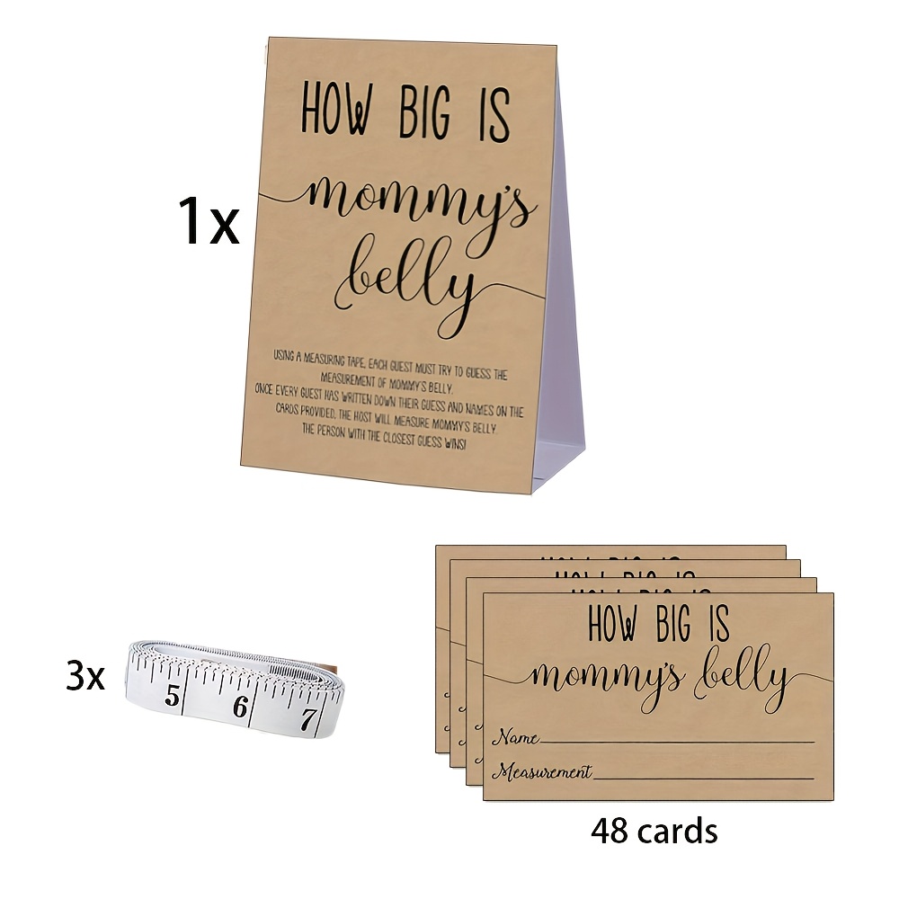 Image of Version Is:52-piece Belly Measurement Game: How Big 's Belly? Includes 48 Guessing Cards, 3 Measuring Tapes, And A Signboard. Party Supplies, Fun And For Halloween、christmas