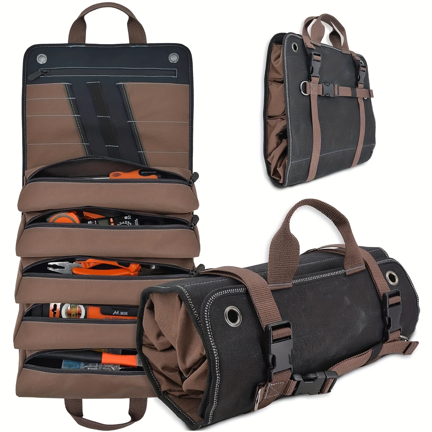 

Facoow -duty Waxed Tool Roll - 15 , 15l , , Organizer