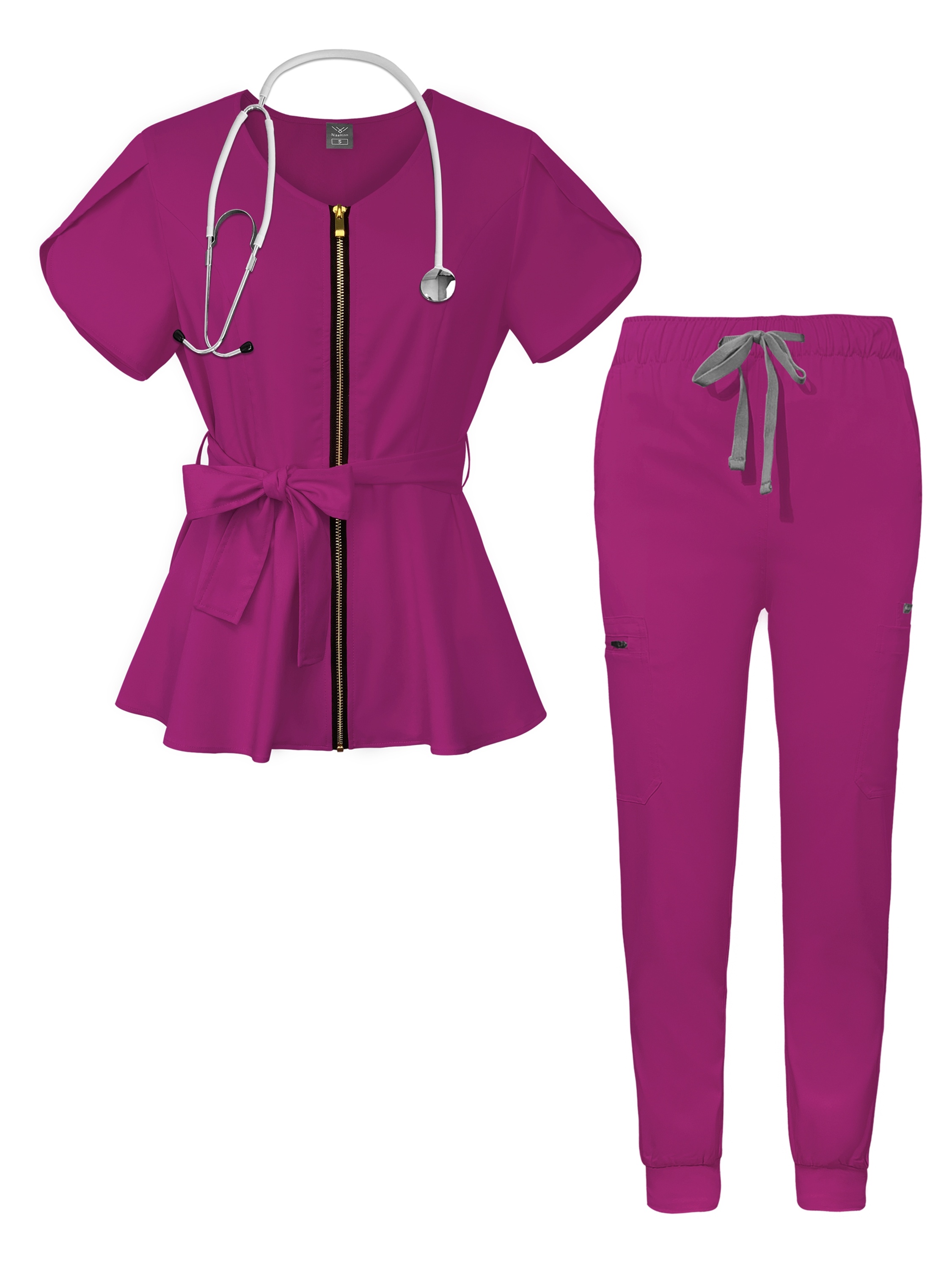 poza articolului uniforme de asistentă medicală seturi de 2 piese, uniforme chirurgicale pentru doctori, halate medicale moi pentru femei, elastice, halate de spital, uniforme de îngrijire și spa