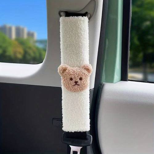 1pc of bear shaped lamb shoulder pad for car seat belts a protective cover for seat belt additions