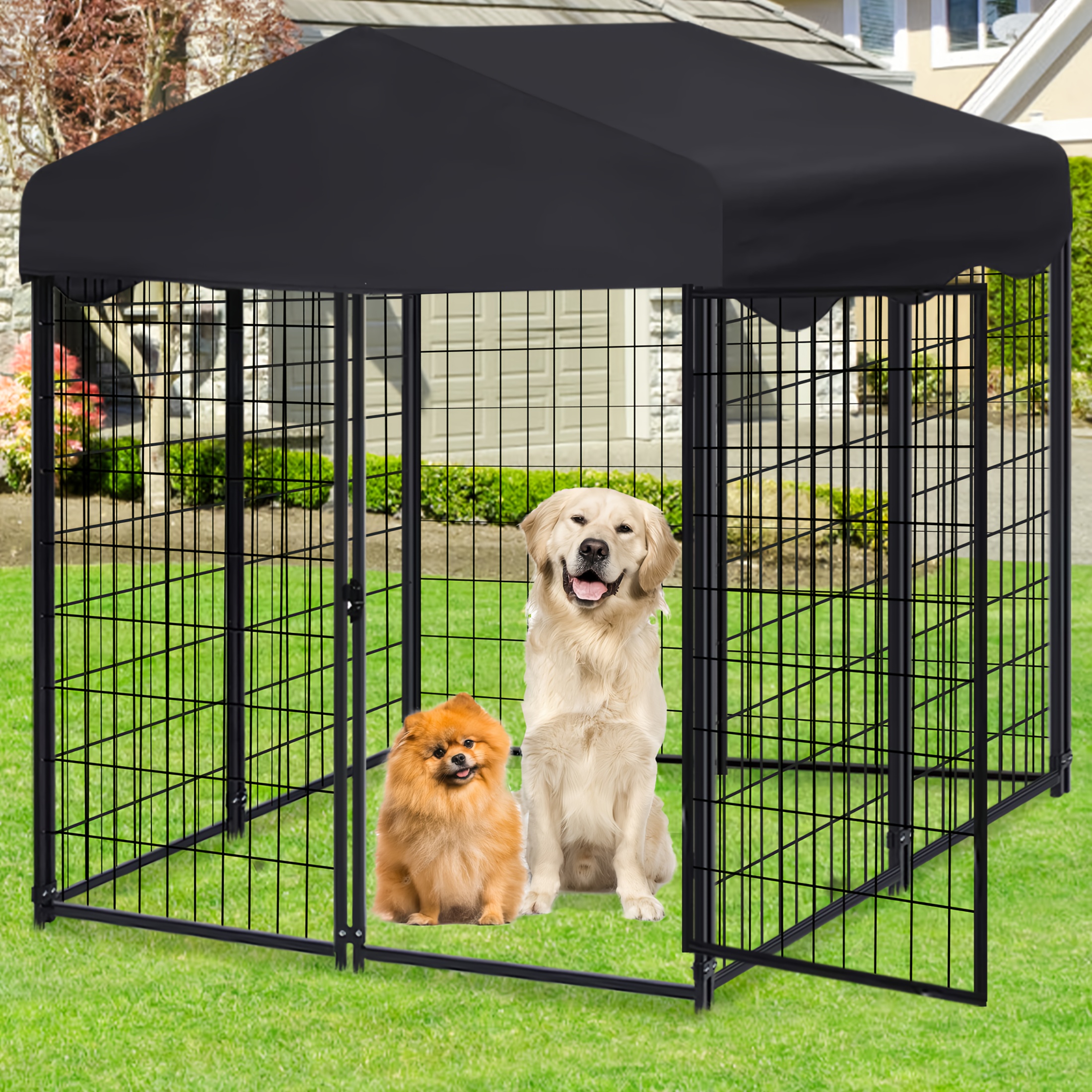 fence with cover, square tube dog cage, dog kennel, pet dog