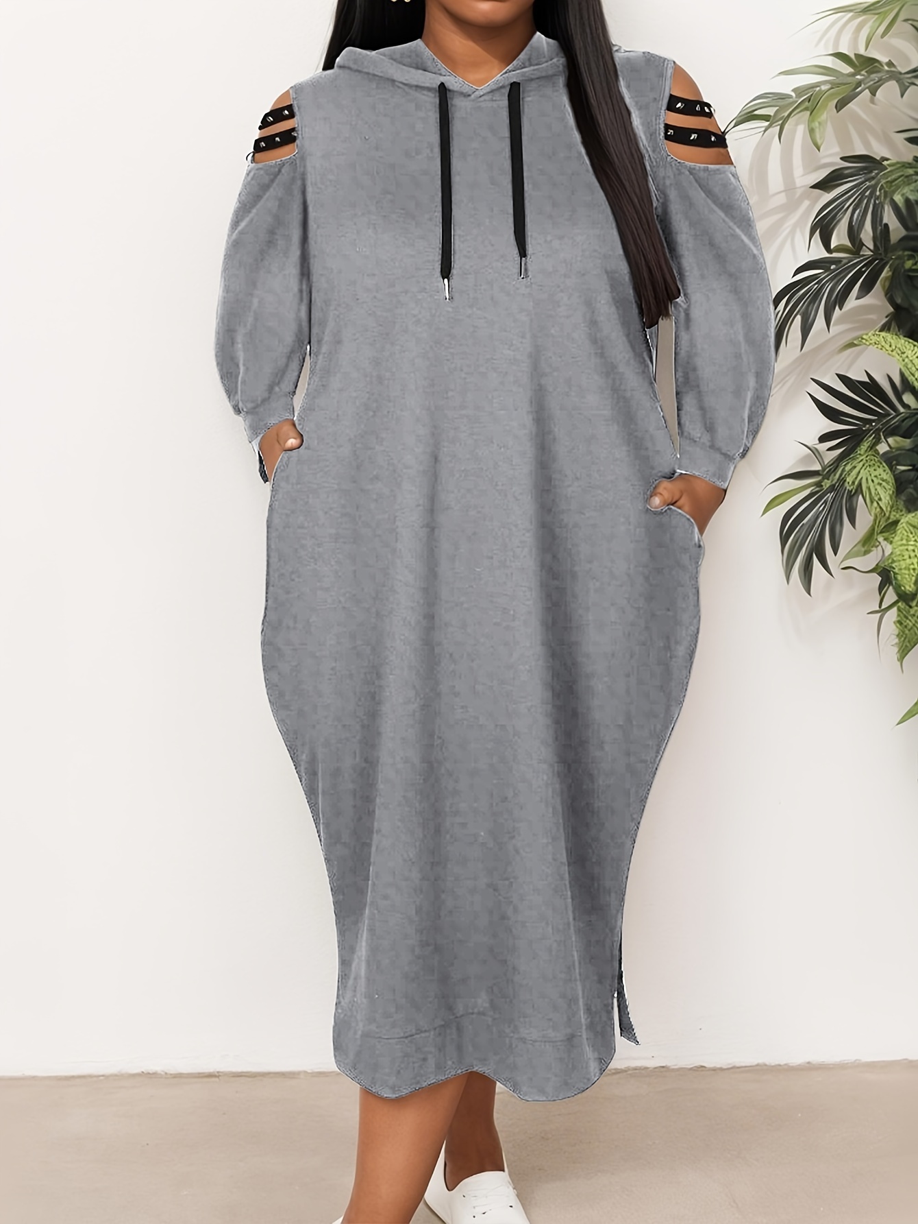 Hoodie Plus Size Long Winter Dresses Women's Plus Size Tie-Dye