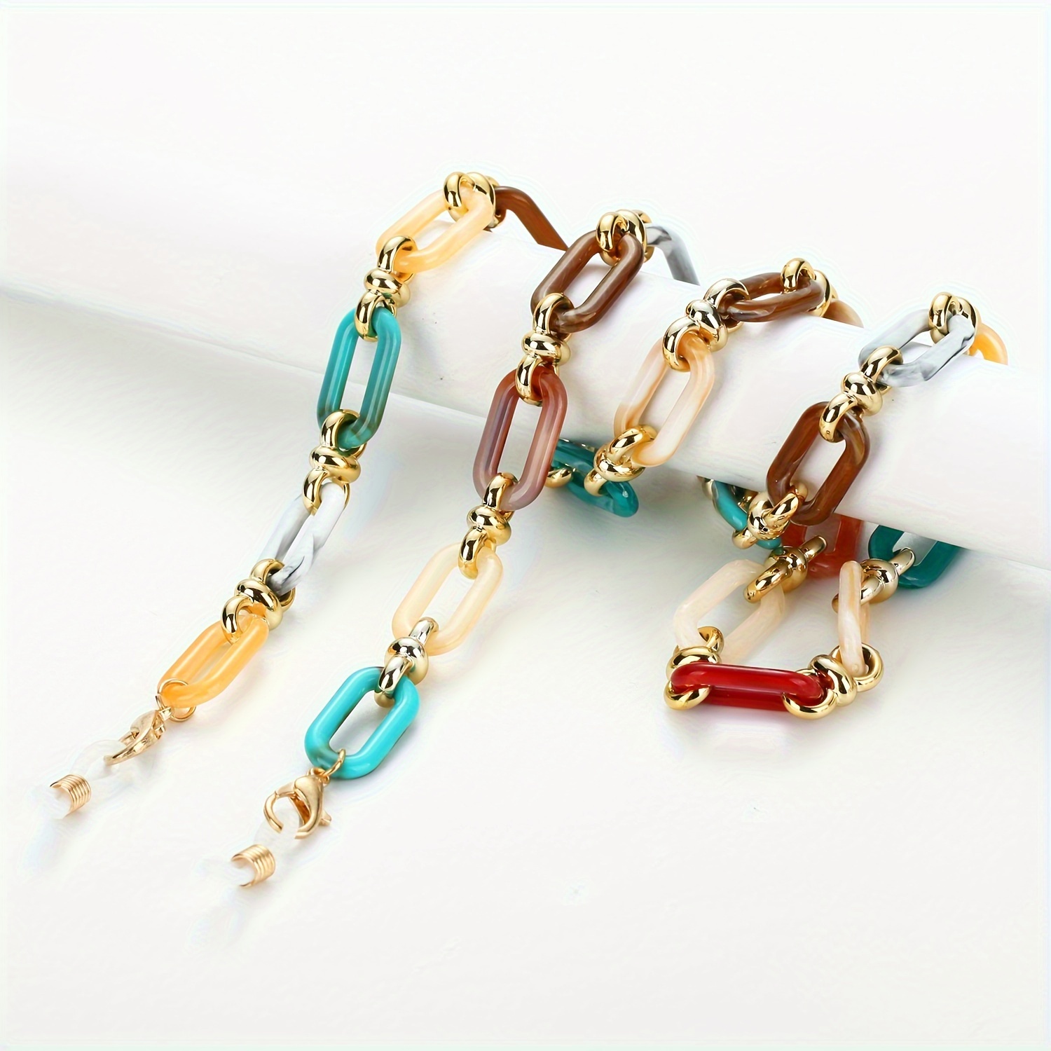 TEMU Retro And Unique Candy-colored Glasses Chains Acrylic Resin Glasses Chain Mask Chain Multi-colored Glasses Chain