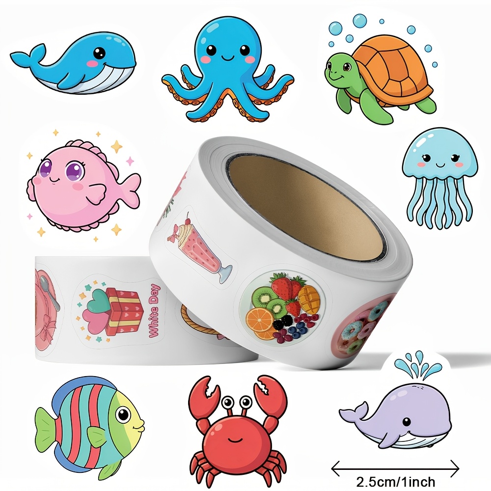 TEMU 500 Sheets/roll Laser Transfer Stickers, Roll-packaged, Theme, Including Whales, Sea Turtles, Crabs, , Octopuses, , And Jellyfish. Suitable For