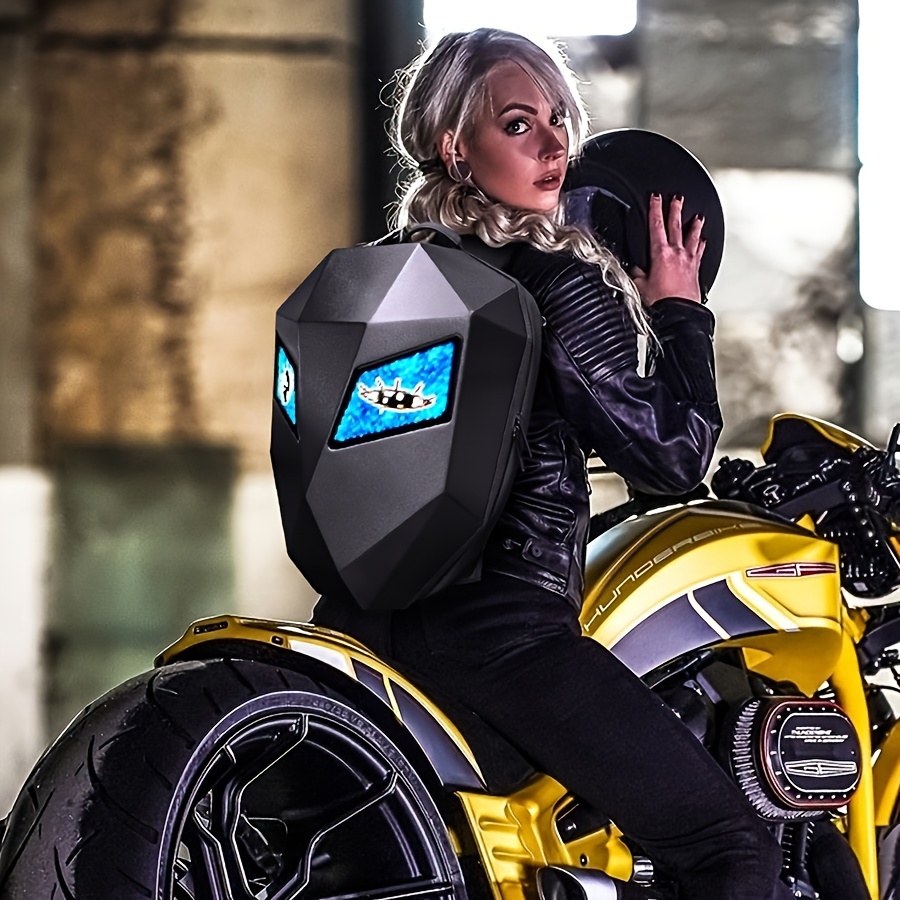 motorcycle backpack men led backpack diy programmable full Temu