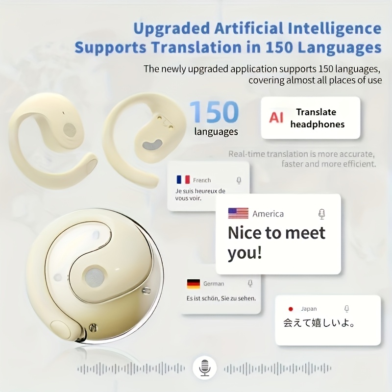 2025 AI Real-Time Translation Earbuds with Noise Cancelling and Charging Case, Smart Translator for Smartphones, Multiple Colors Available