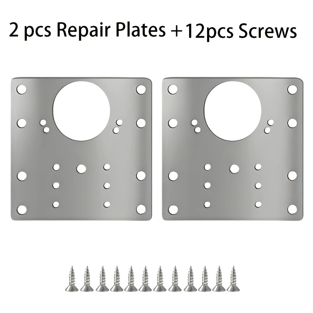 TEMU 14pcs Cabinet Hinge Repair Plate Kit (2 Repair Plates + 12 Screws) Reinforcement Brackets For Cabinet Door Hinges; Metal Hinge Fixing Plates