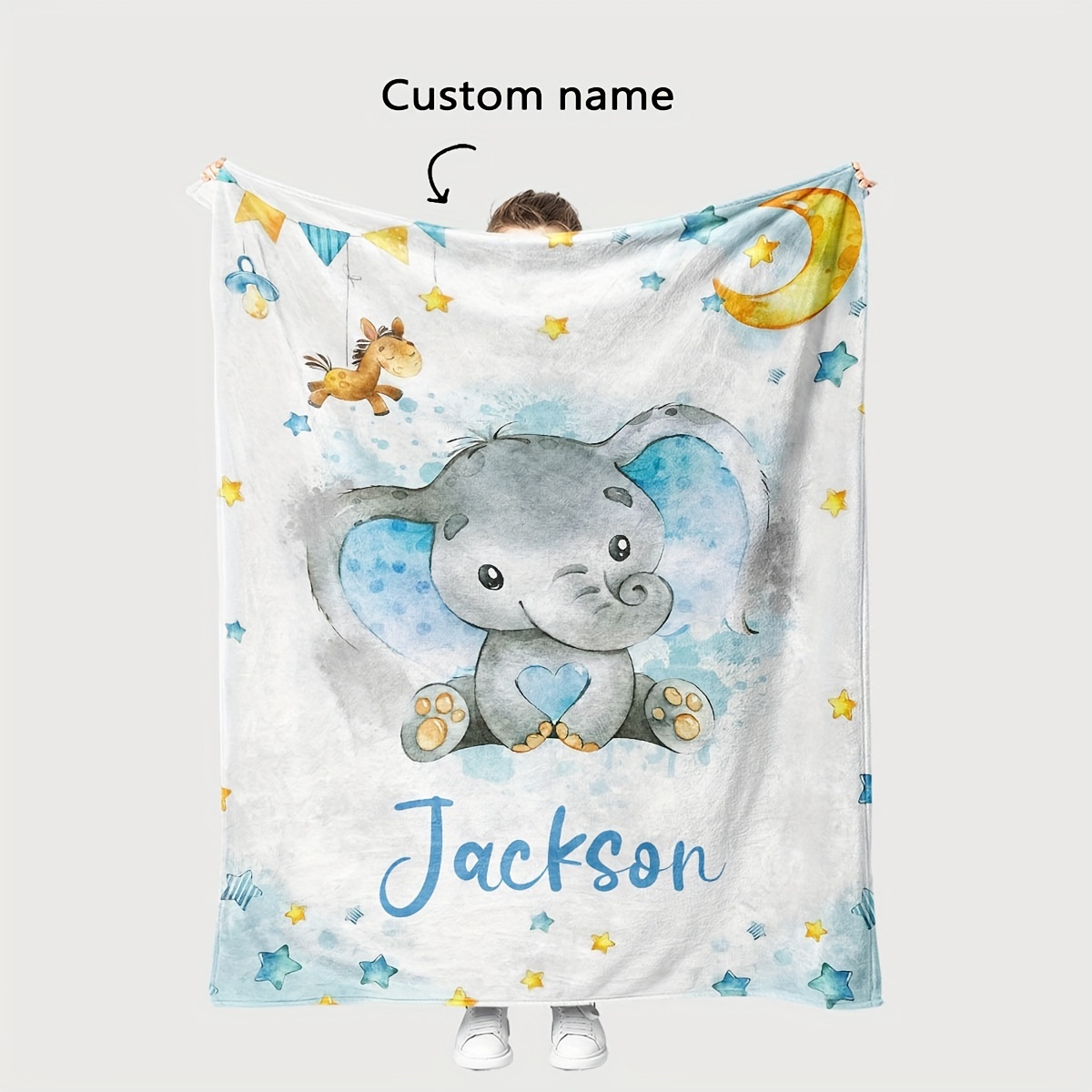 

1pc Name Custom Flannel Blanket Elephant Element Suitable For Flannel Adult Blankets, Soft Warm Blankets, Sofas, Couch, Office Beds, Camping Trips, Multi- Gift Blankets, All