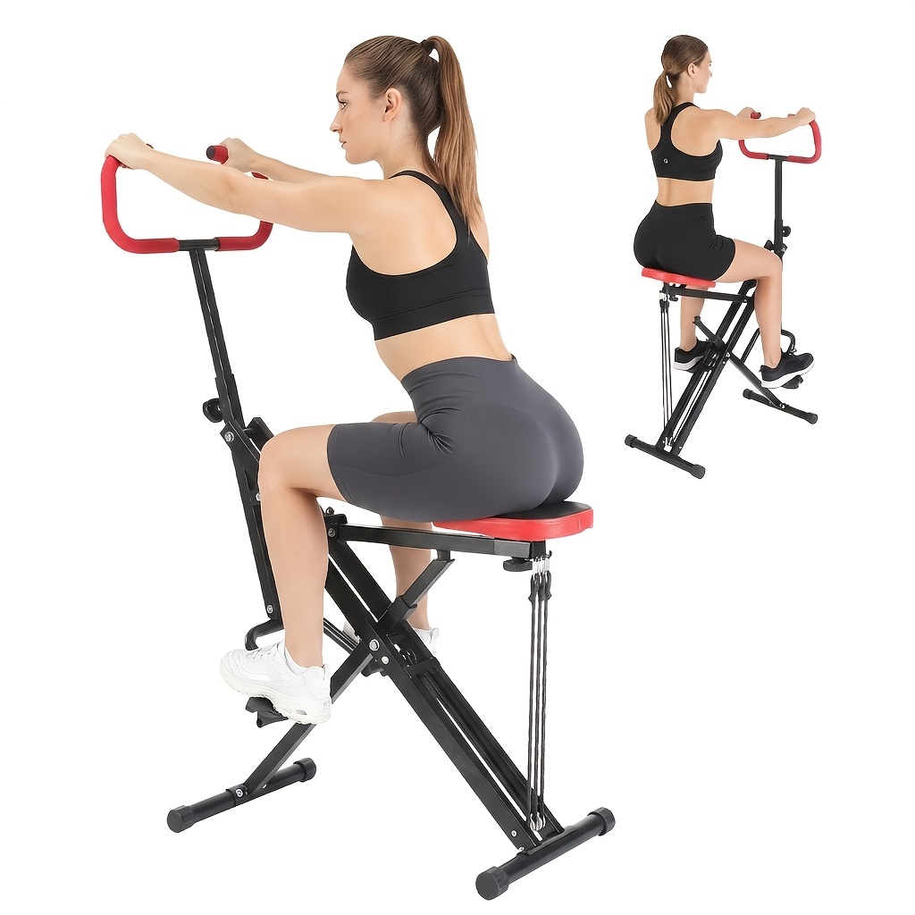Foldable Multifunctional Ab Trainer - Full Body Workout Machine For Home Gym, Adjustable Resistance And , Squat/row/ride , Max 100kg, Space Design