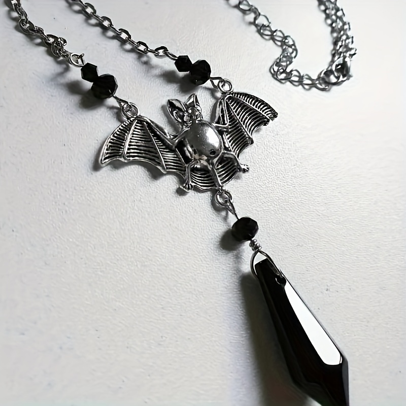 Atiptu Collana Gotica Con Ciondolo Pipistrello In Cristallo - Gioiello Punk Rock Per Halloween, Regalo Per Donne