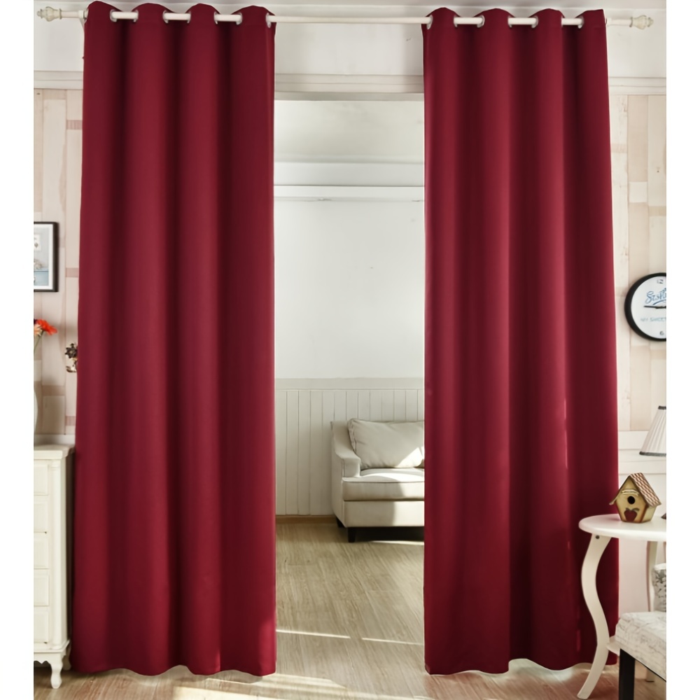 2pcs, Opaque Curtains With Eyelets, Set Of 2, Soft Blackout Curtains, Insulated Curtains, Cold Weather Resistant, Living Room Eyelet Curtains, For Living Room, Bedroom