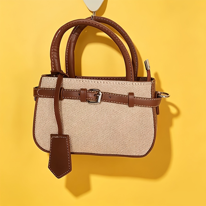 TEMU Mini sac à main pour femme avec sangle réglable et finitions dorées - Marron, convient pour , les , le shopping, sac compact à fermeture éclair,