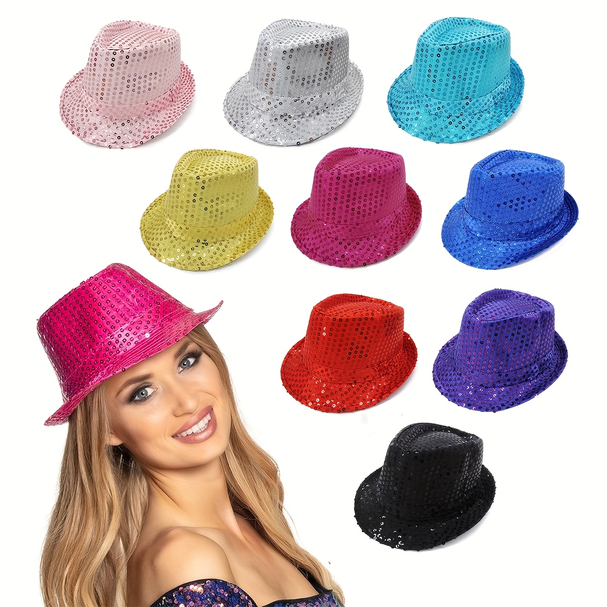 3 4 9pcs 70s western sequin disco hat women - Temu