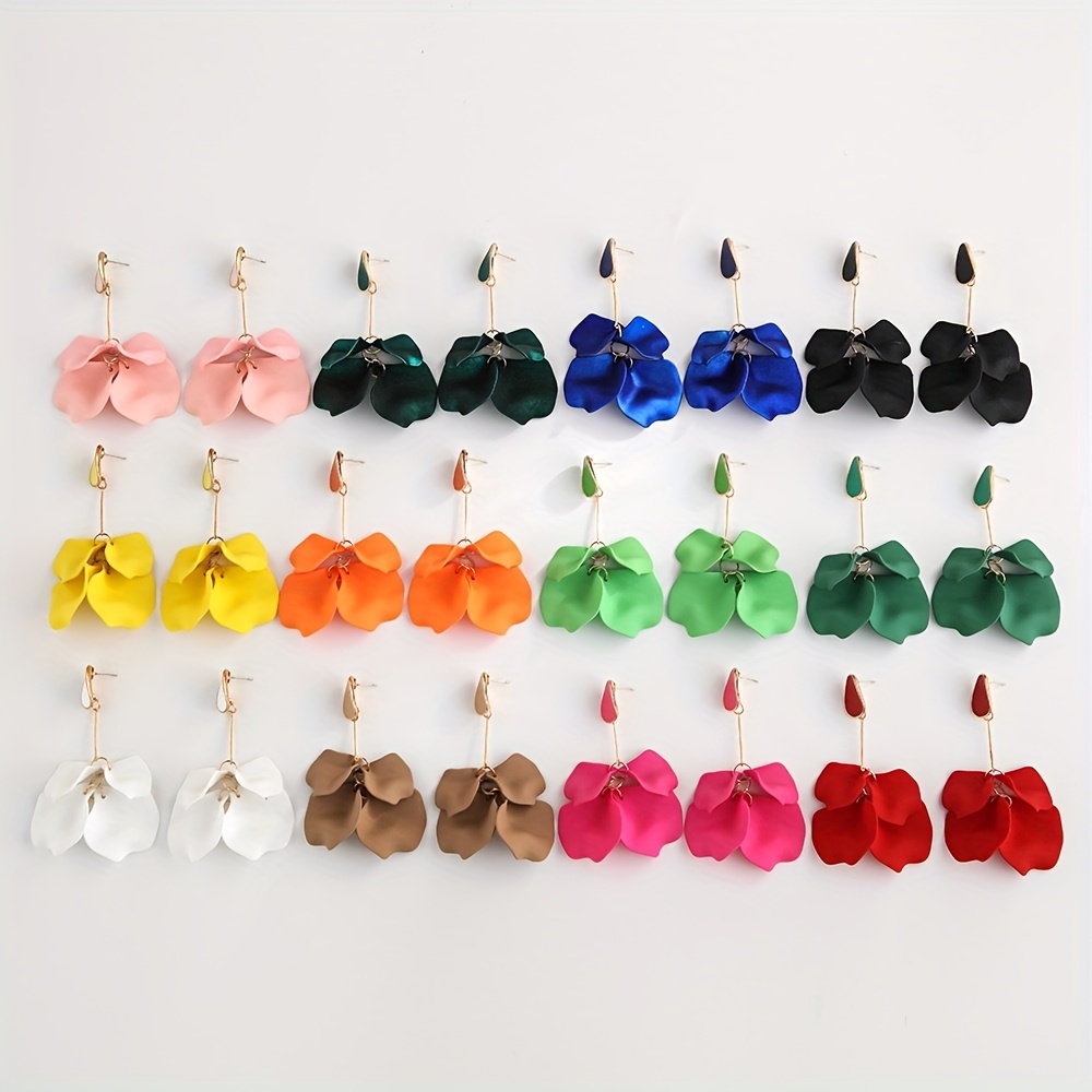 

Colorful Acrylic Flower Petals Dangle Earrings Elegant Vacation Style Light Weight Trendy Holiday Ear Ornaments