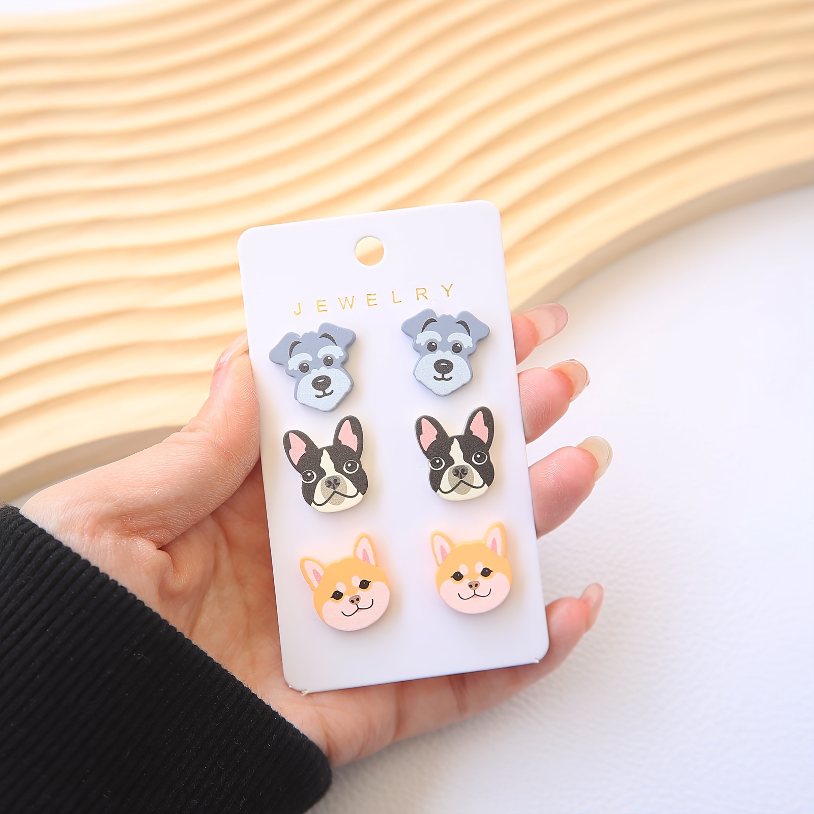 

Cute Cartoon Dog Stud Earrings Set, Acrylic Dog Faces Design, Stainless Steel Posts, Animal Themed, No Plating, For Daily Wear & Gift Giving - Trio Pack With , Schnauzer & French Bulldog Faces