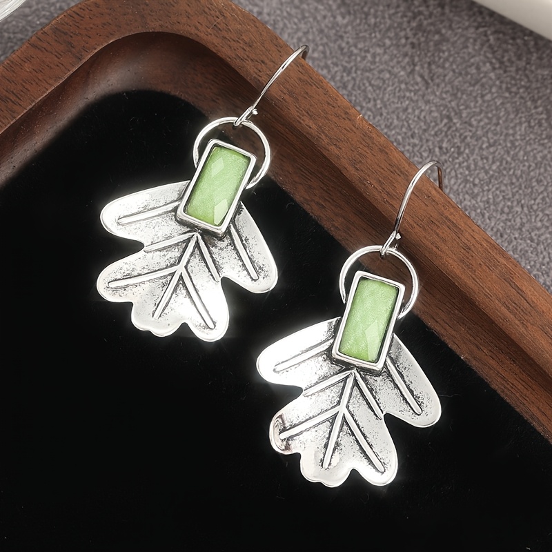 Women's Silvery Color Leaf Earrings, Boho Style