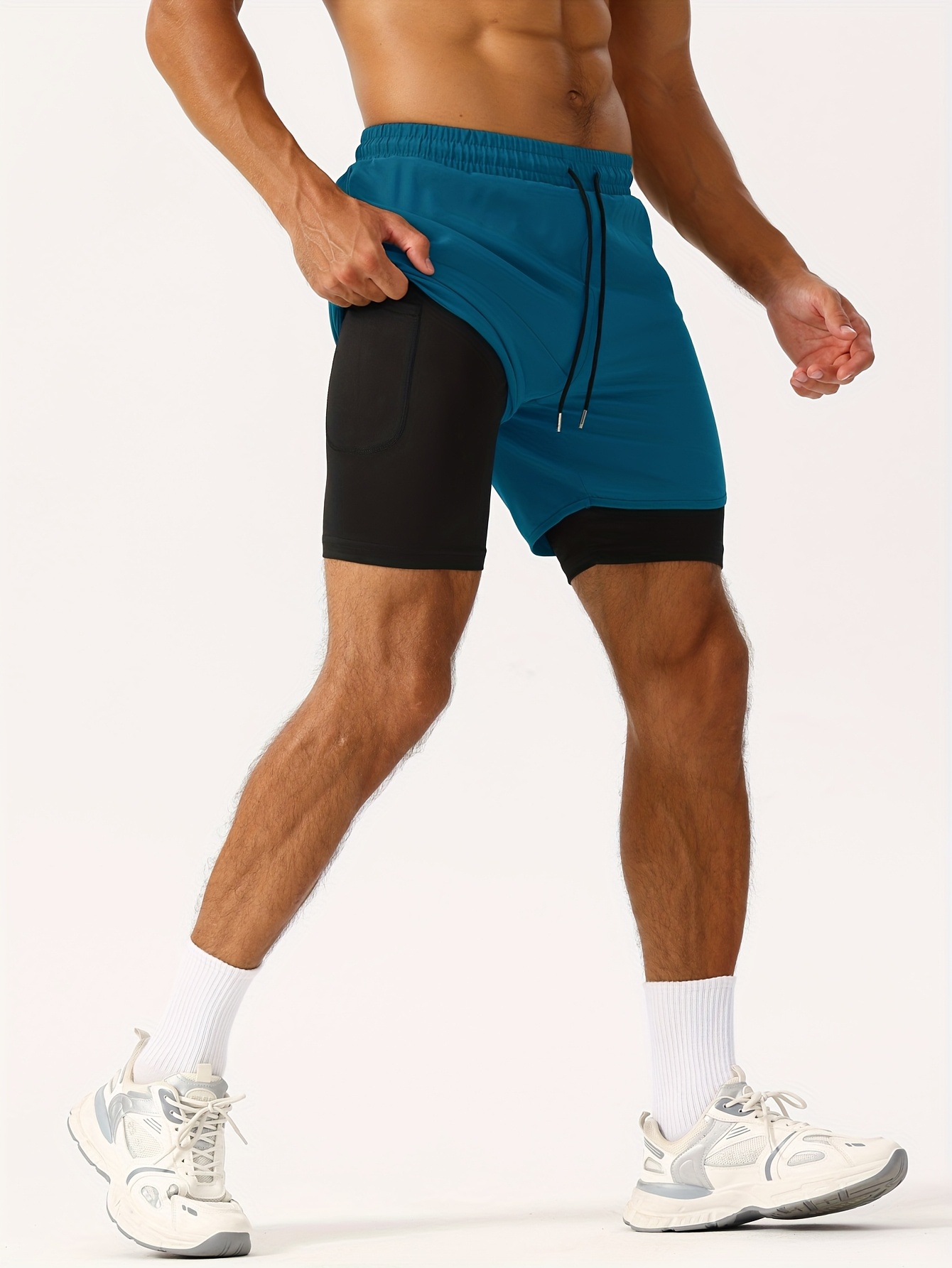 Men'S 2-In-1 Running And Fitness Shorts with a Zippered Back Pocket