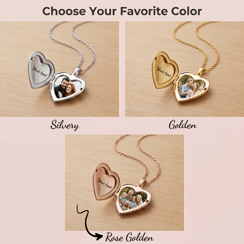 TEMU Collana con ciondolo a cuore con foto personalizzata, processo di trasferimento termico, collana con personalizzata, regalo per madri, e