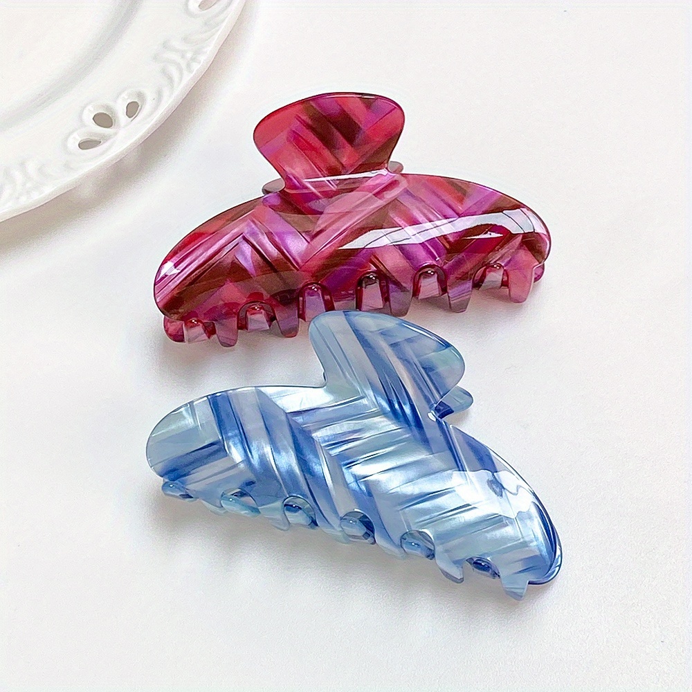 TEMU 2pcs Of Marble Pattern Tie-dye Hair Clips For Women, Large Semicircular Shape In , 3.54 Inches, Suitable For Everyday Wear And Parties